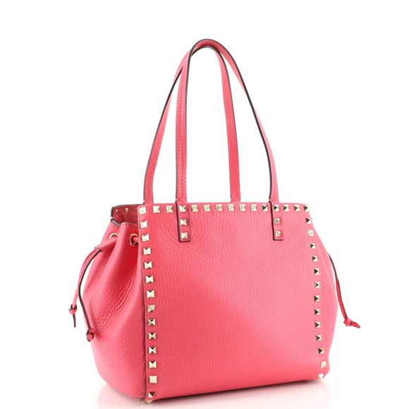 Valentino Garavani Rockstud Drawstring Tote Leather Pink - Picture 2 of 7